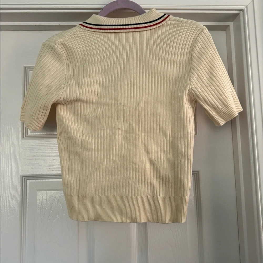 Knit Collar Two Piece Short Sleeve Top and Mini Skirt Matching Set - Picture 14 of 15